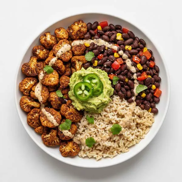 Southwest Roasted Cauliflower And Black Bean Fiesta Bowl